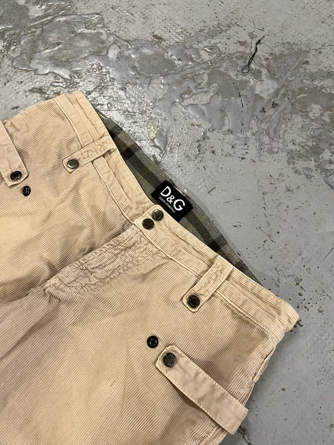 AW2004 Dolce & Gabbana Multi-Pocket Corduroy Beige Cargo Pants pXRAWBx 5