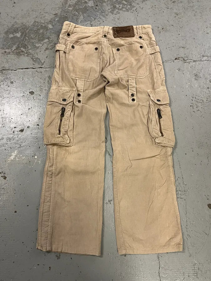 AW2004 Dolce & Gabbana Multi-Pocket Corduroy Beige Cargo Pants pXRAWBx 8