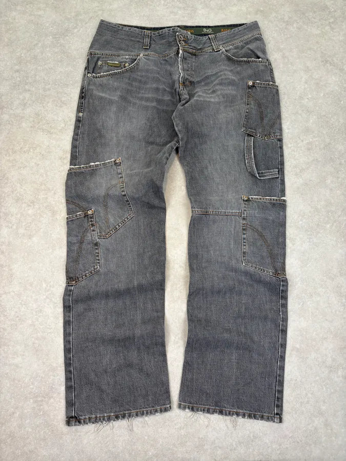AW2004 Dolce & Gabbana Multi Pockets Asymmetrical Cargo Jeans kNnDrKl 0