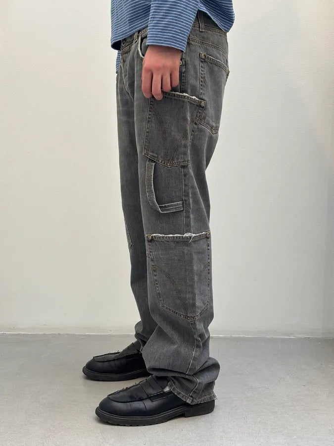 AW2004 Dolce & Gabbana Multi Pockets Asymmetrical Cargo Jeans kNnDrKl 2