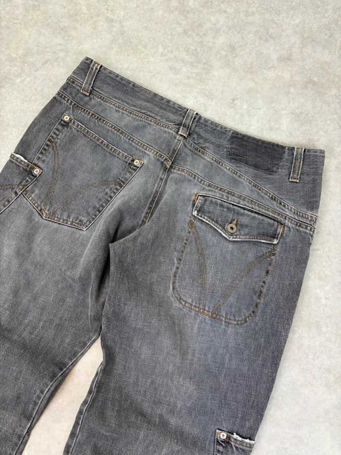 AW2004 Dolce & Gabbana Multi Pockets Asymmetrical Cargo Jeans kNnDrKl 6