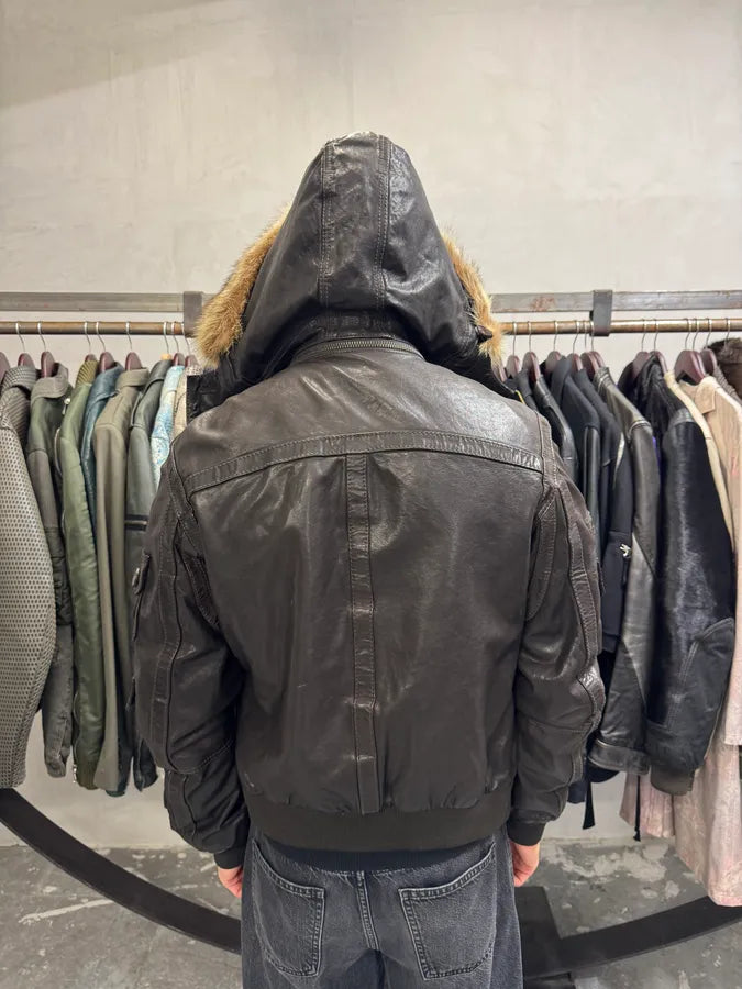 AW2004 Dolce & Gabbana Multi Pockets Brown Biker Leather Jacket Tqplbvm 5