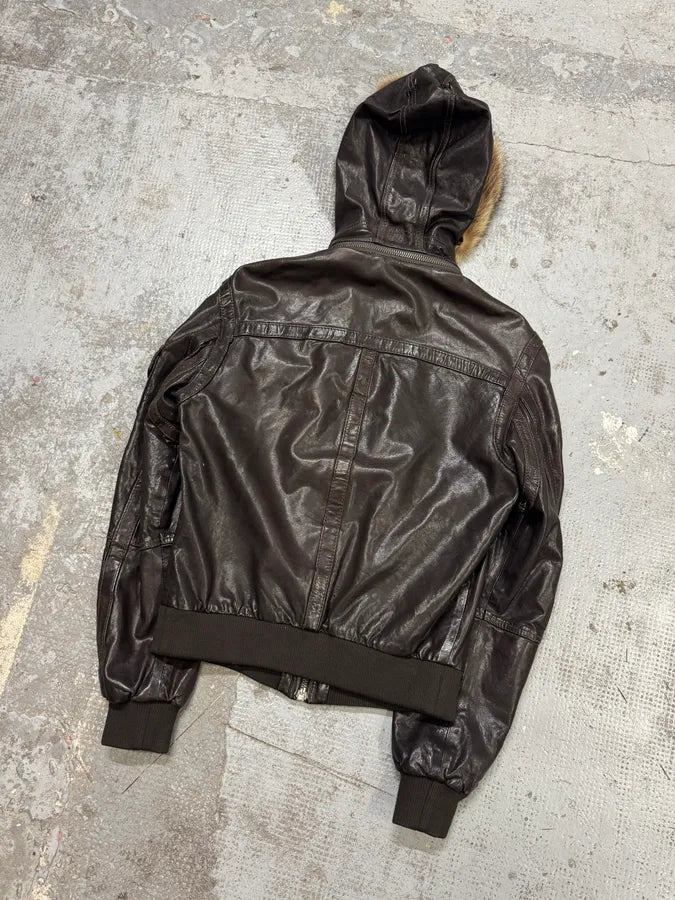 AW2004 Dolce & Gabbana Multi Pockets Brown Biker Leather Jacket Tqplbvm 7