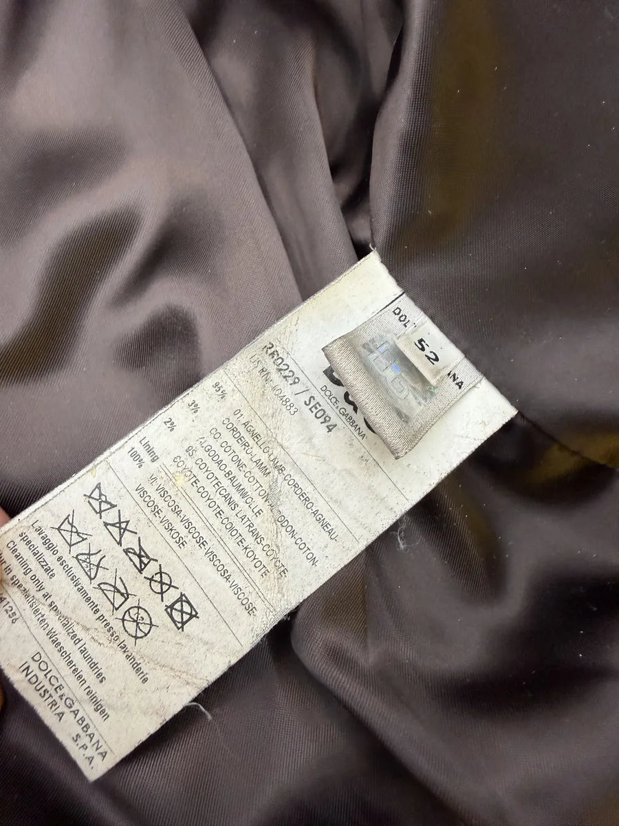 AW2004 Dolce & Gabbana Multi Pockets Brown Leather Hooded Fur Jacket mdweCSk 9