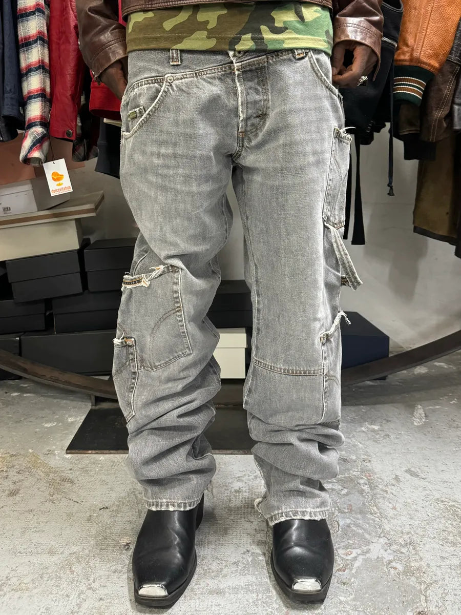 AW2004 Dolce & Gabbana Multi Pockets Cargo Grey Denim Jeans wugPKrL 1