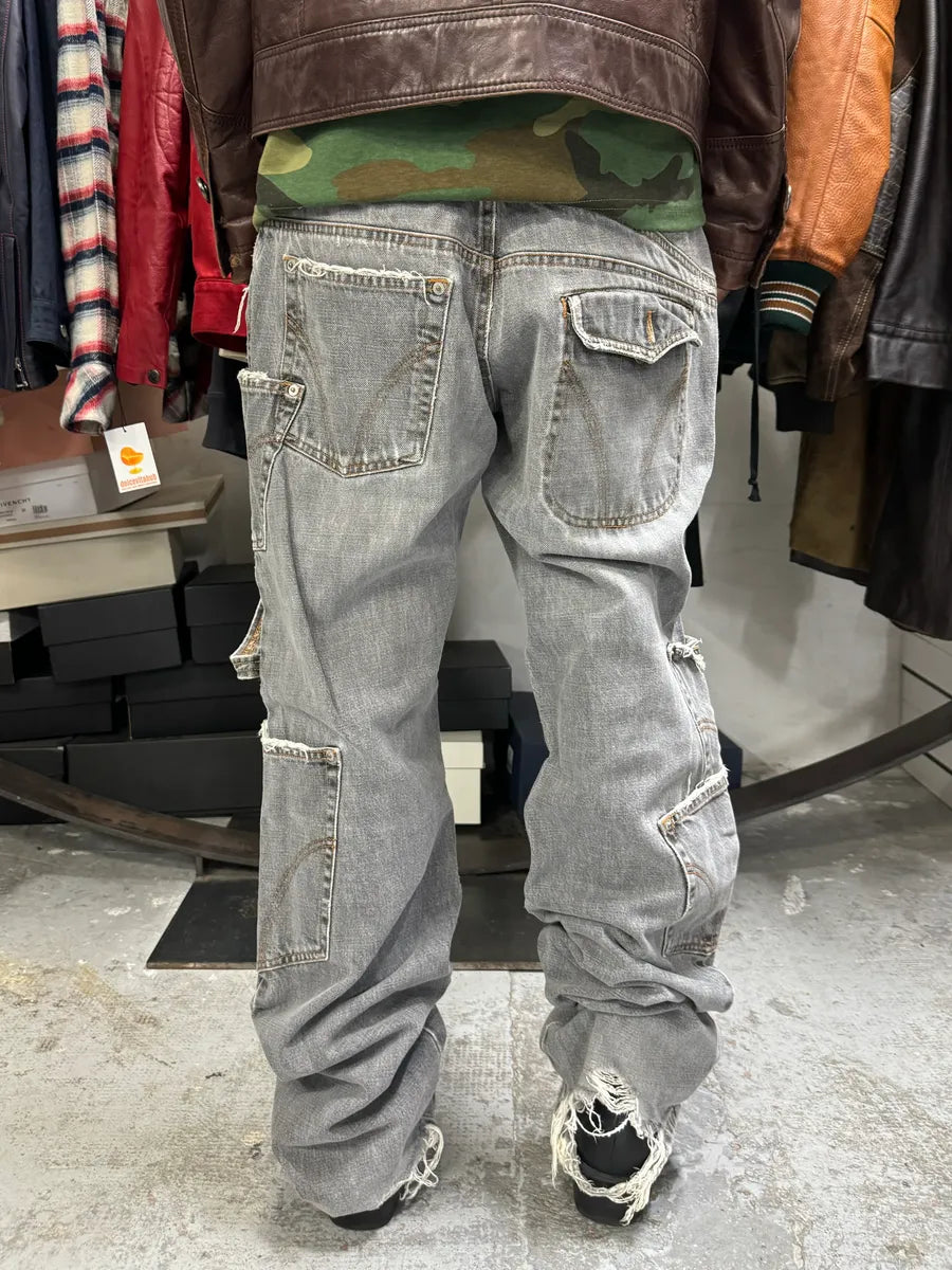 AW2004 Dolce & Gabbana Multi Pockets Cargo Grey Denim Jeans wugPKrL 3