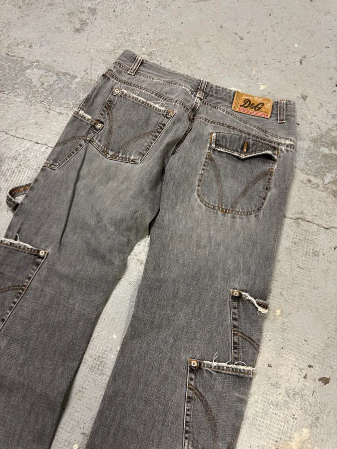 AW2004 Dolce & Gabbana Multi Pockets Cargo Grey Denim Jeans wugPKrL 5