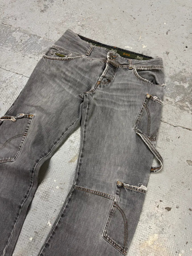 AW2004 Dolce & Gabbana Multi Pockets Cargo Grey Denim Jeans wugPKrL 6