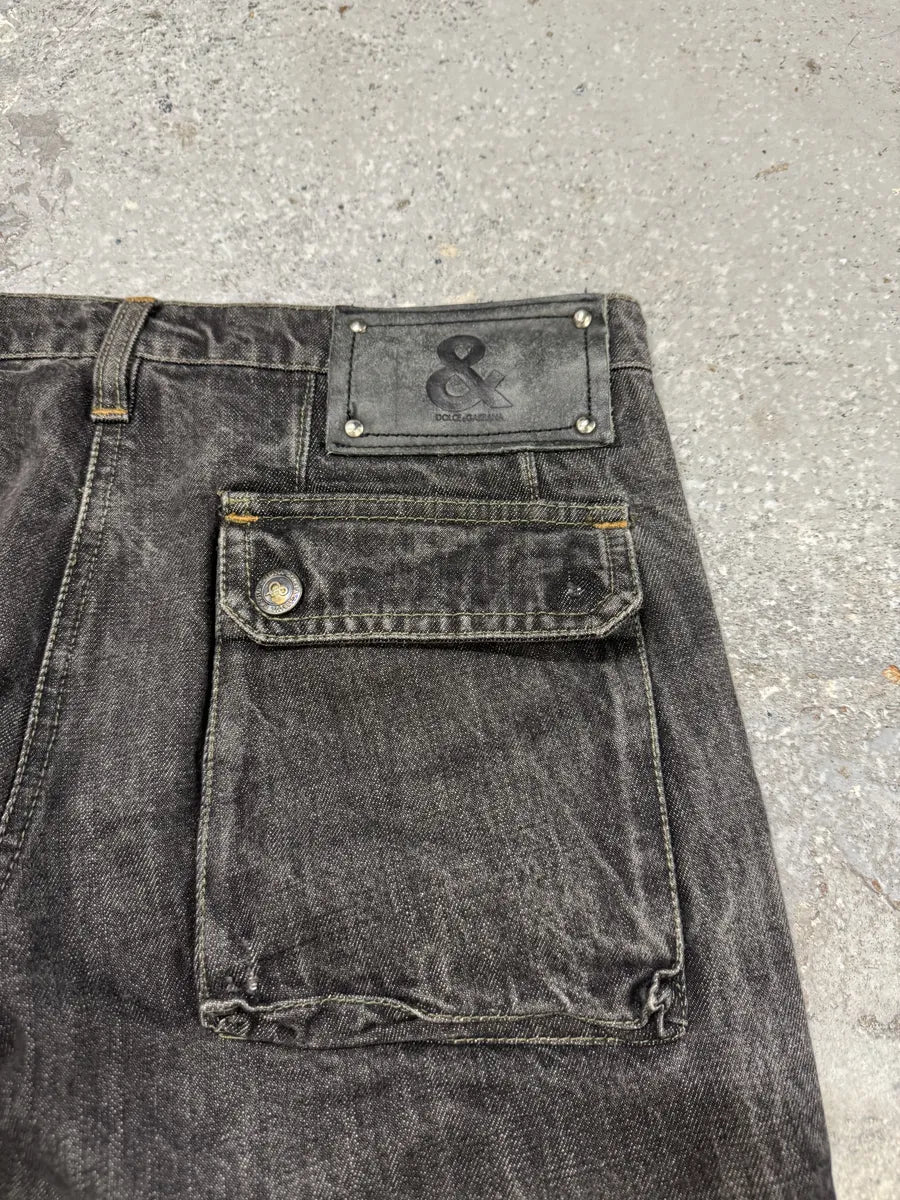 AW2004 Dolce & Gabbana Multi Pockets Grey Denim Jeans (S) SGEefiJ 3