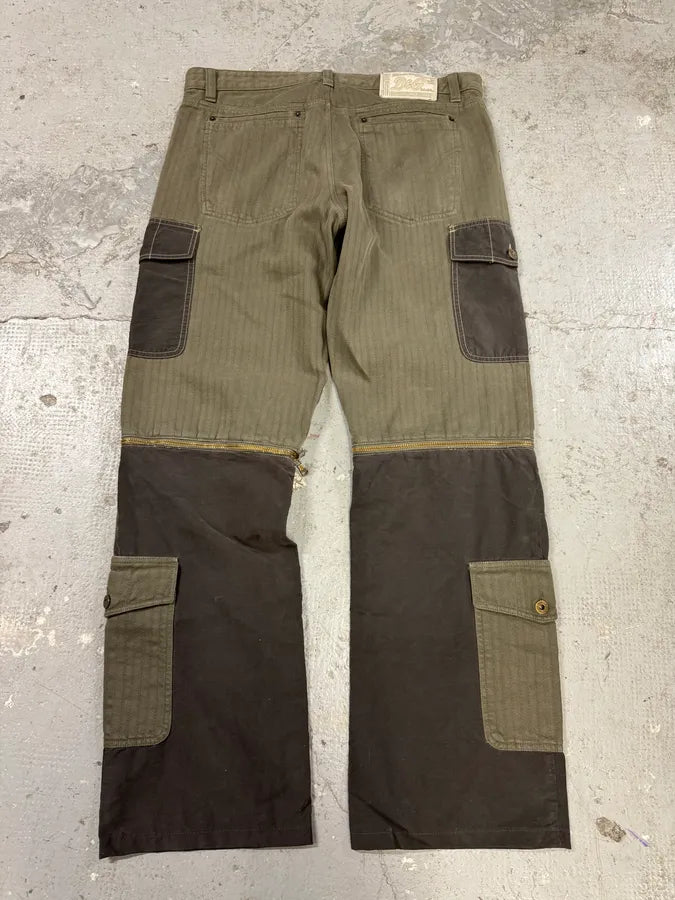 AW2004 Dolce & Gabbana Multi Zip Detachable Olive Utility Cargo Pants (L) 2