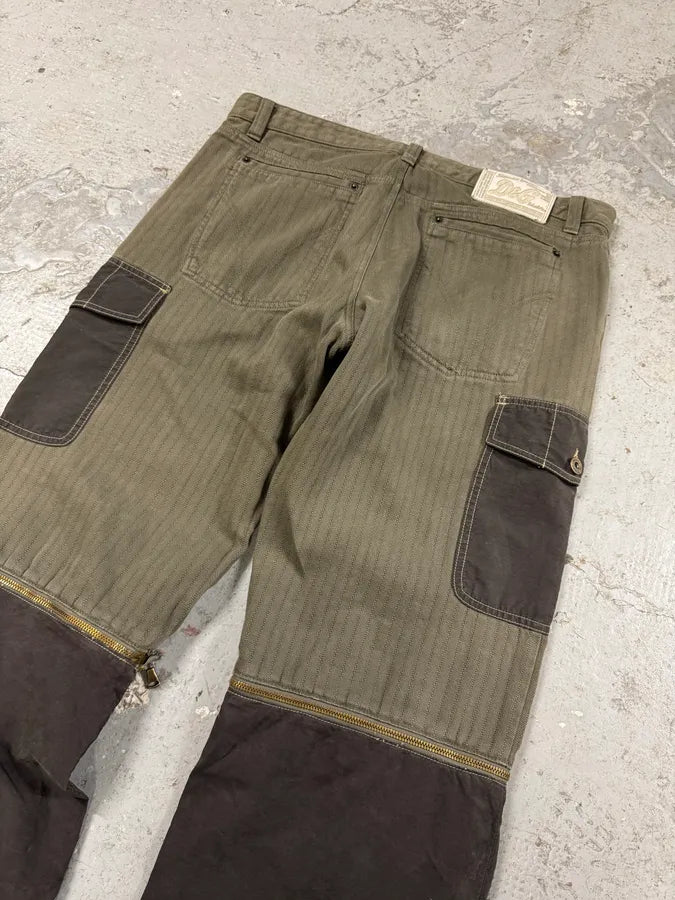 AW2004 Dolce & Gabbana Multi Zip Detachable Olive Utility Cargo Pants (L) 5