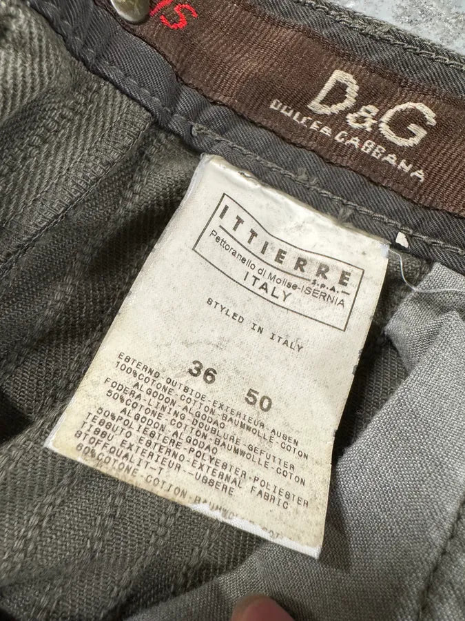 AW2004 Dolce & Gabbana Multi Zip Detachable Olive Utility Cargo Pants (L) 9