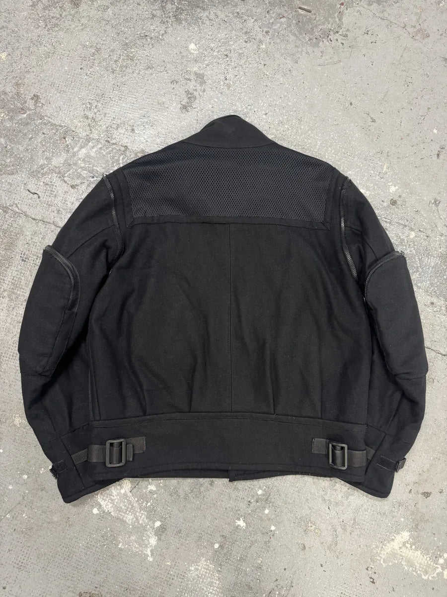 AW2003 Dolce & Gabbana Navy Strap Bondage Bomber Jacket with Detachable Sleeves aIYfJHI 3
