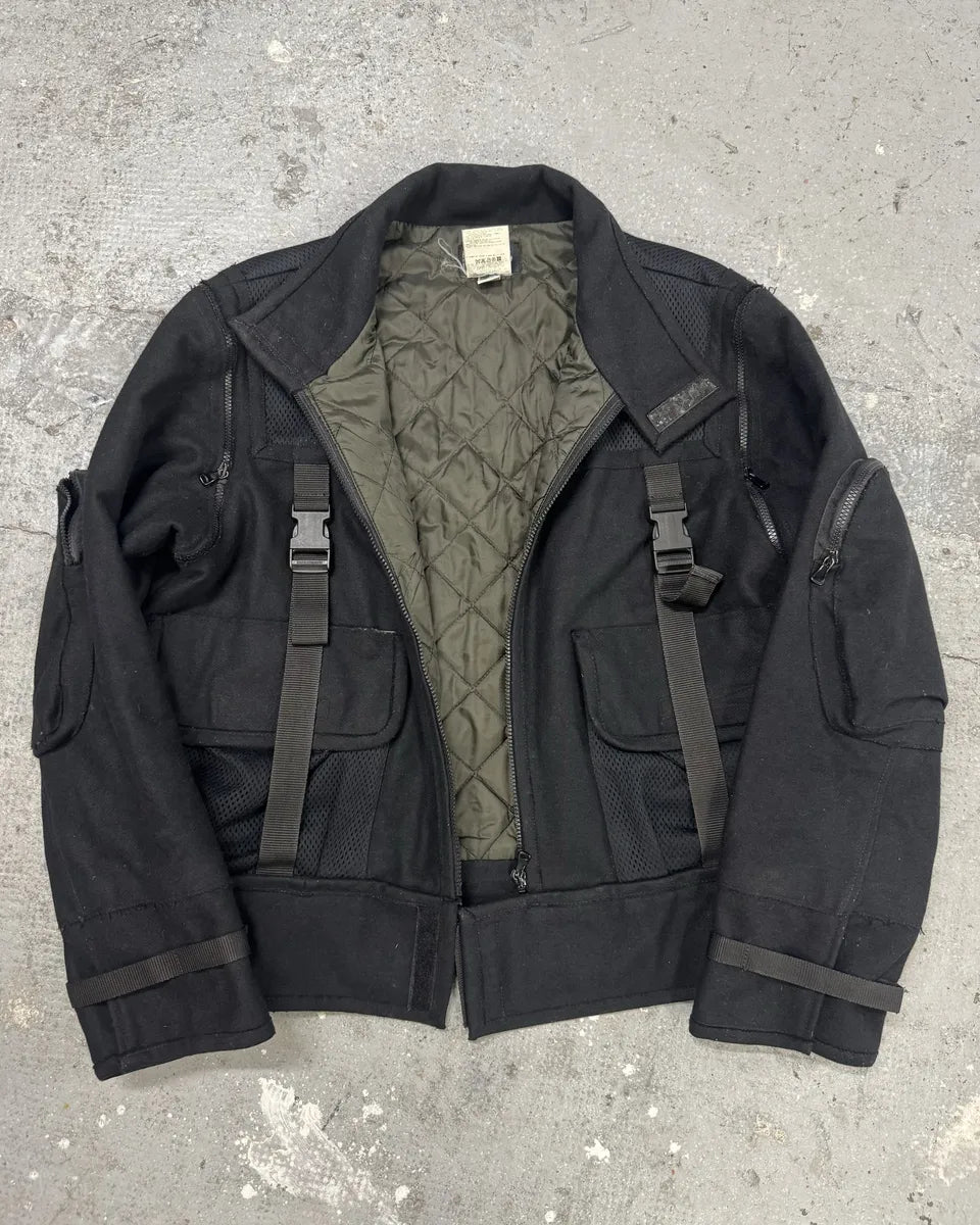 AW2003 Dolce & Gabbana Navy Strap Bondage Bomber Jacket with Detachable Sleeves aIYfJHI 5
