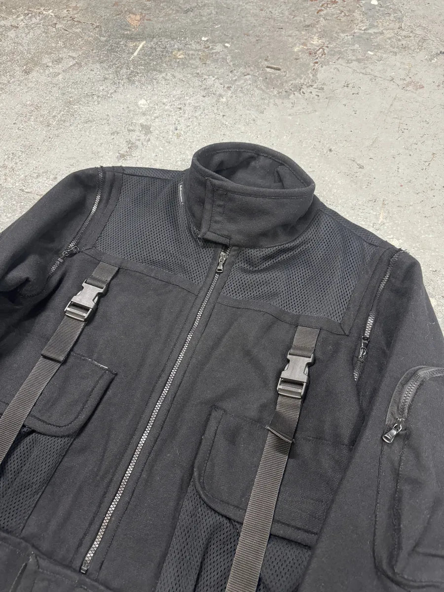 AW2003 Dolce & Gabbana Navy Strap Bondage Bomber Jacket with Detachable Sleeves aIYfJHI 8