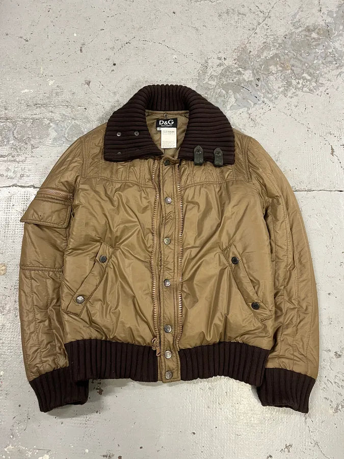 AW2004 Dolce & Gabbana Nylon Brown Bomber Jacket dHTlioD 3
