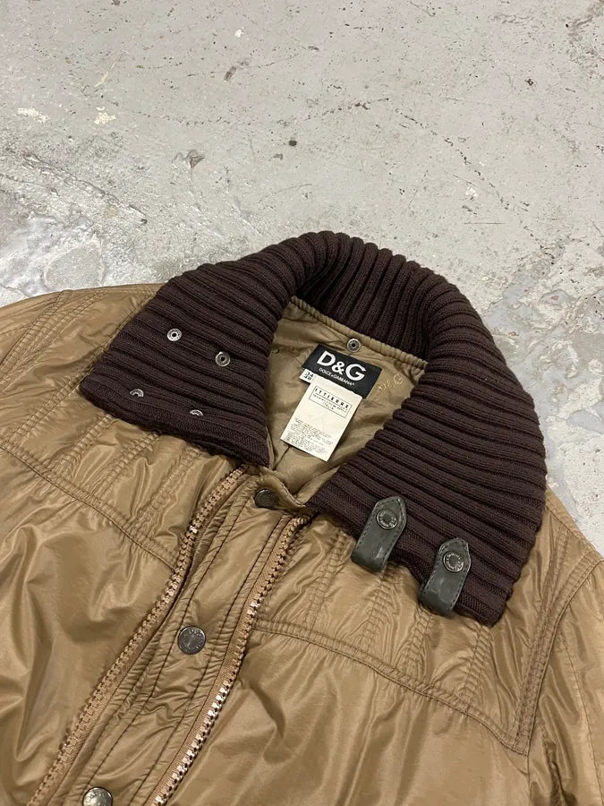 AW2004 Dolce & Gabbana Nylon Brown Bomber Jacket dHTlioD 4