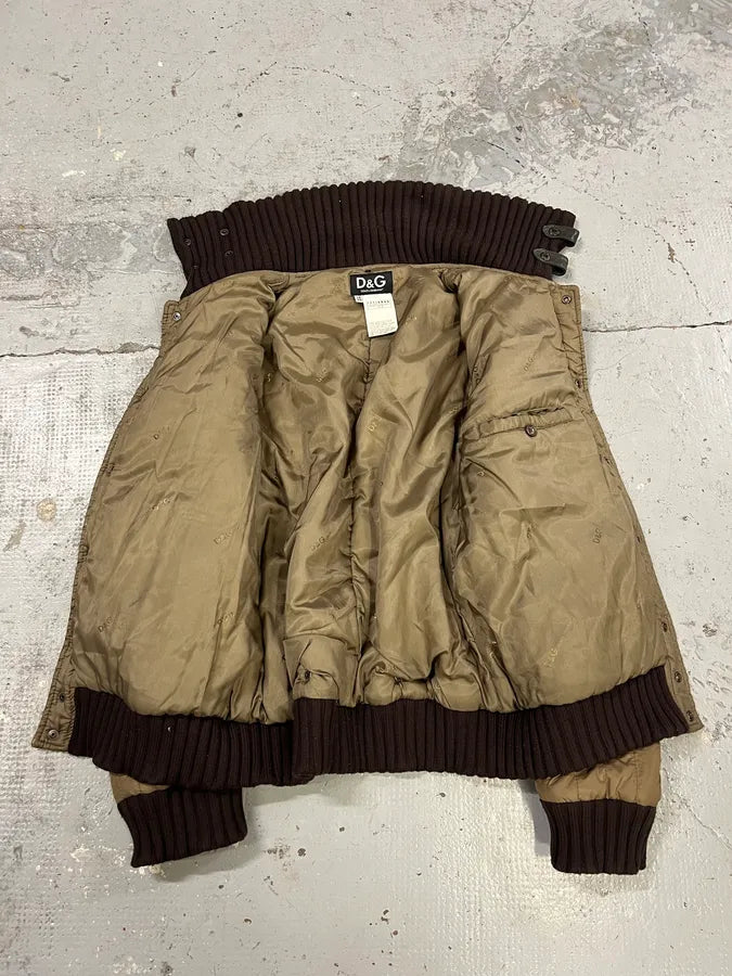 AW2004 Dolce & Gabbana Nylon Brown Bomber Jacket dHTlioD 7