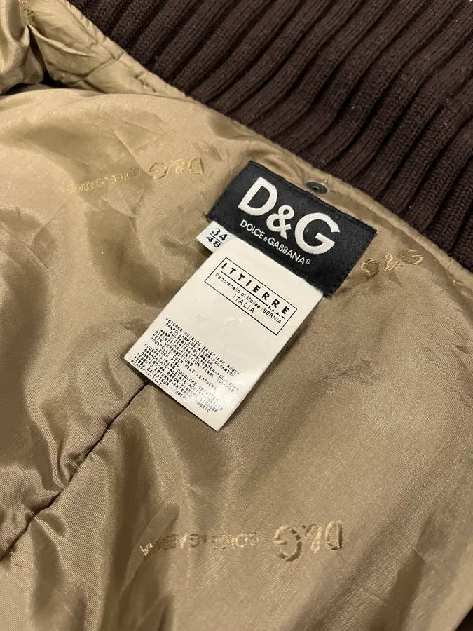 AW2004 Dolce & Gabbana Nylon Brown Bomber Jacket dHTlioD 8