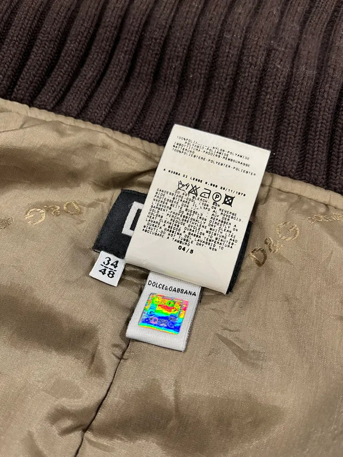 AW2004 Dolce & Gabbana Nylon Brown Bomber Jacket dHTlioD 9