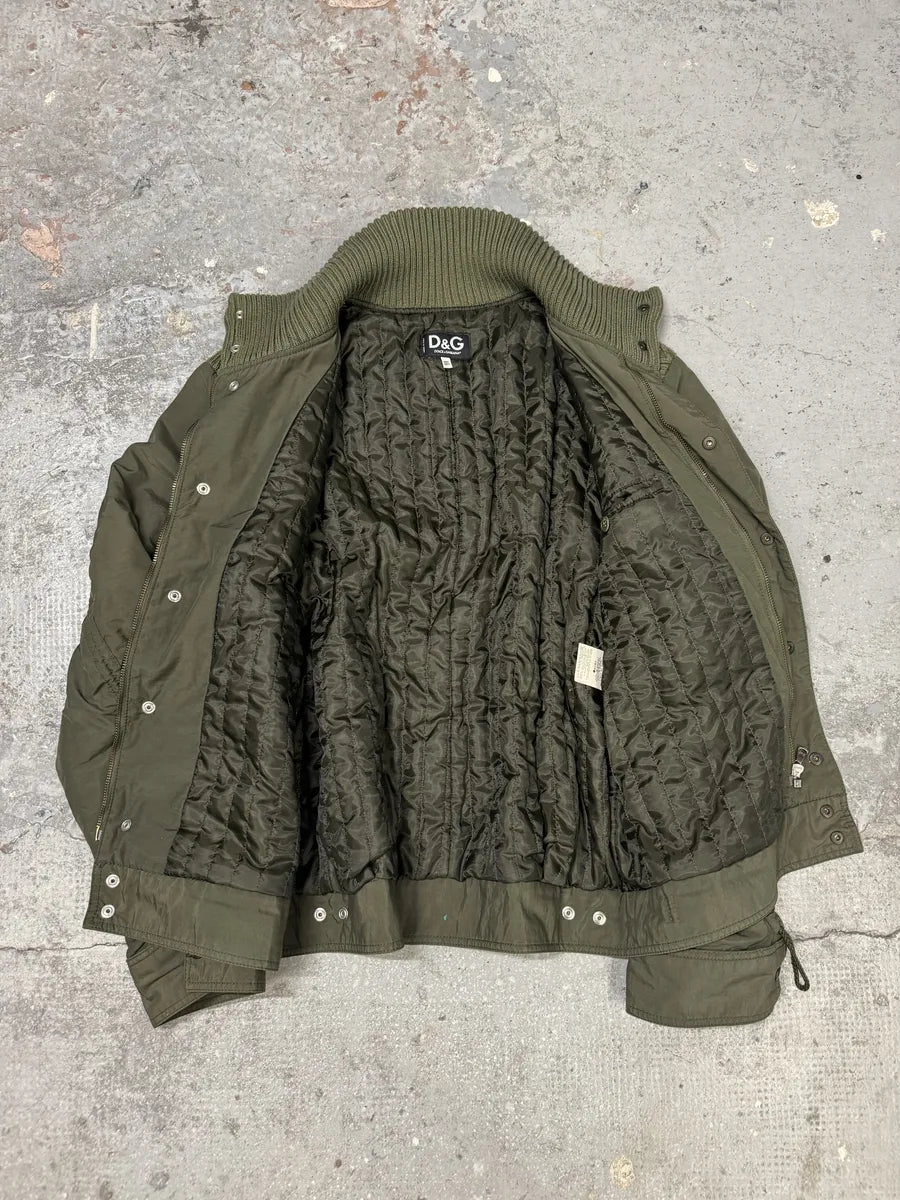AW2004 Dolce & Gabbana Olive Aviator Bomber Jacket (L) 6