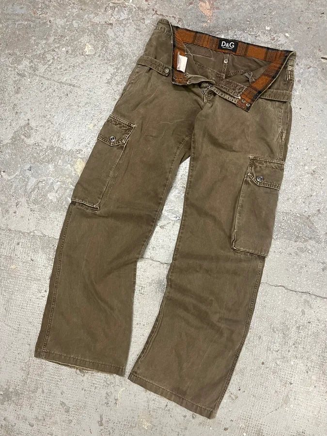 AW2004 Dolce & Gabbana Olive Cargo Utility Pants (S/M) 6