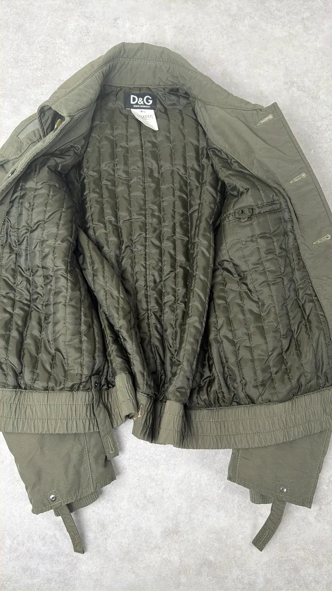 AW2004 Dolce & Gabbana Olive Green Aviator Khaki Green Goggles Bomber Jacket ZScSytu 7