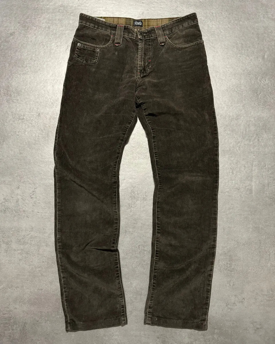 AW2004 Dolce & Gabbana Olive Velvet Pants (M) 0