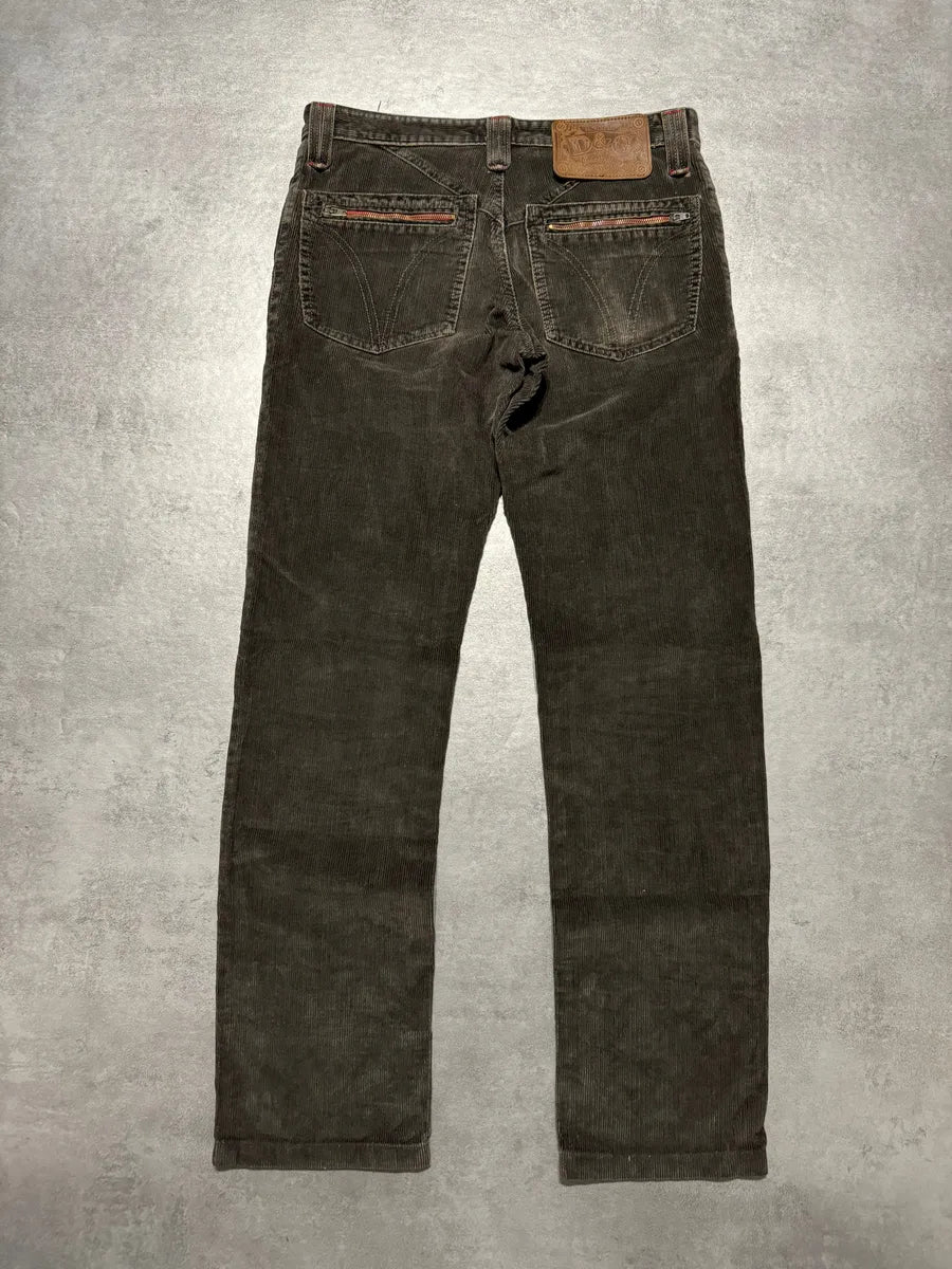 AW2004 Dolce & Gabbana Olive Velvet Pants (M) 1