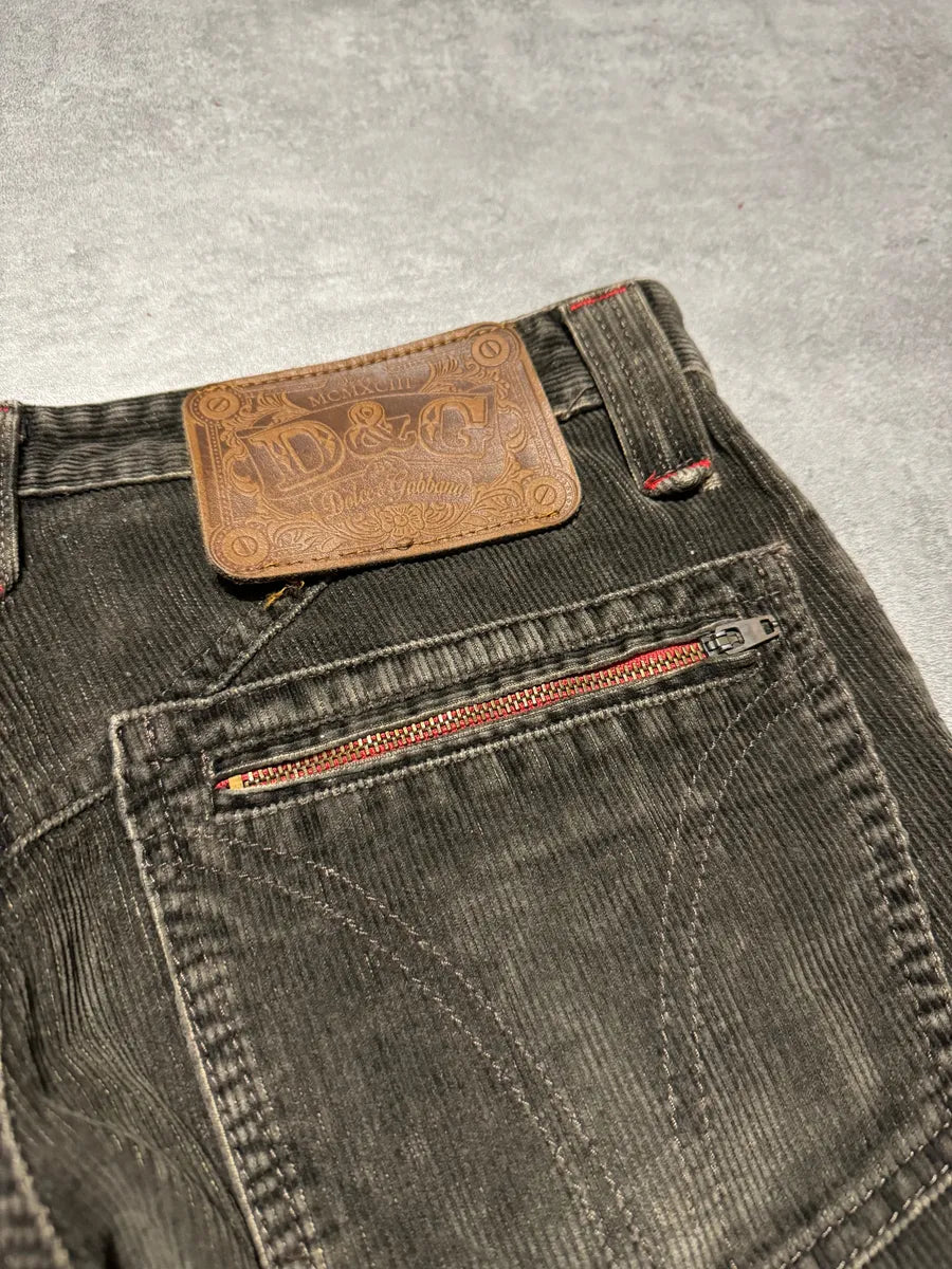 AW2004 Dolce & Gabbana Olive Velvet Pants (M) 2