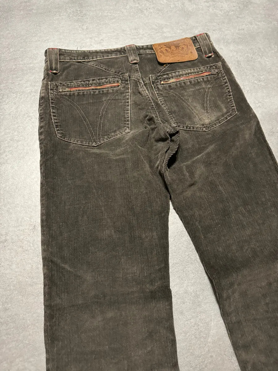 AW2004 Dolce & Gabbana Olive Velvet Pants (M) 3