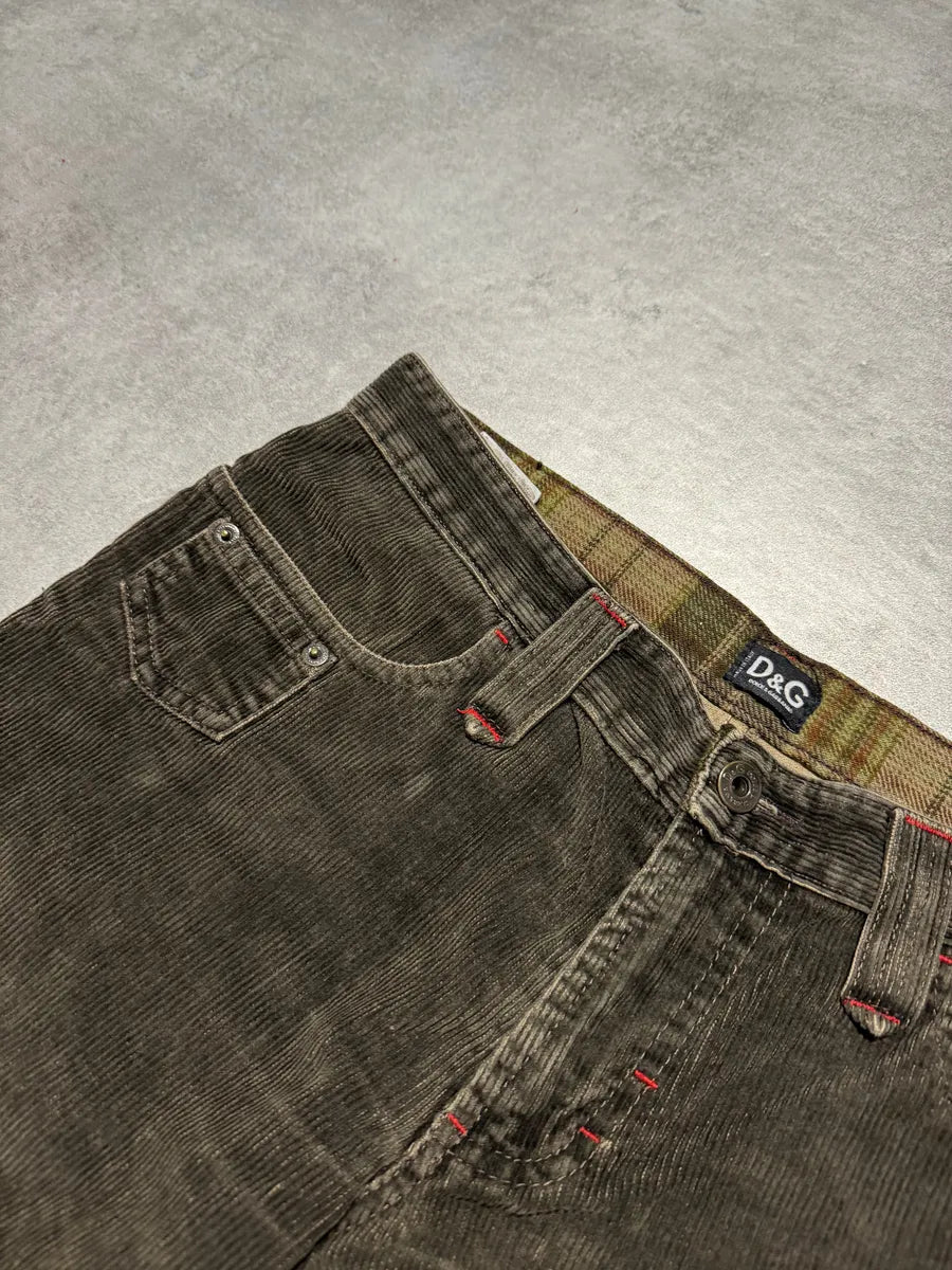 AW2004 Dolce & Gabbana Olive Velvet Pants (M) 5