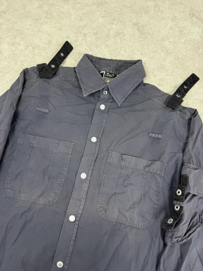 AW2004 Dolce & Gabbana Parachute Blue Cargo Bondage Shirt MNnzjpB 5