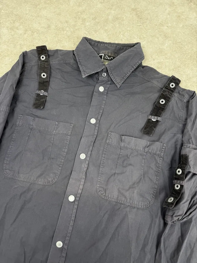 AW2004 Dolce & Gabbana Parachute Blue Cargo Bondage Shirt MNnzjpB 4