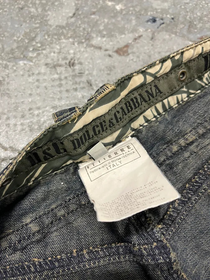 AW2004 Dolce & Gabbana Parachute Bondage Denim Blue Cargo Shorts (XL) IApXldt 12