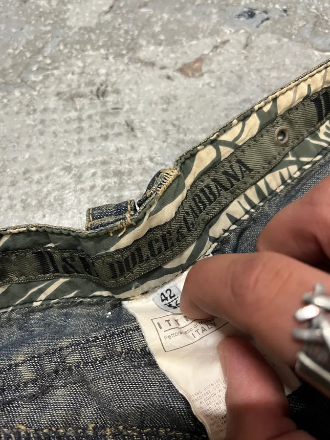 AW2004 Dolce & Gabbana Parachute Bondage Denim Blue Cargo Shorts (XL) IApXldt 13