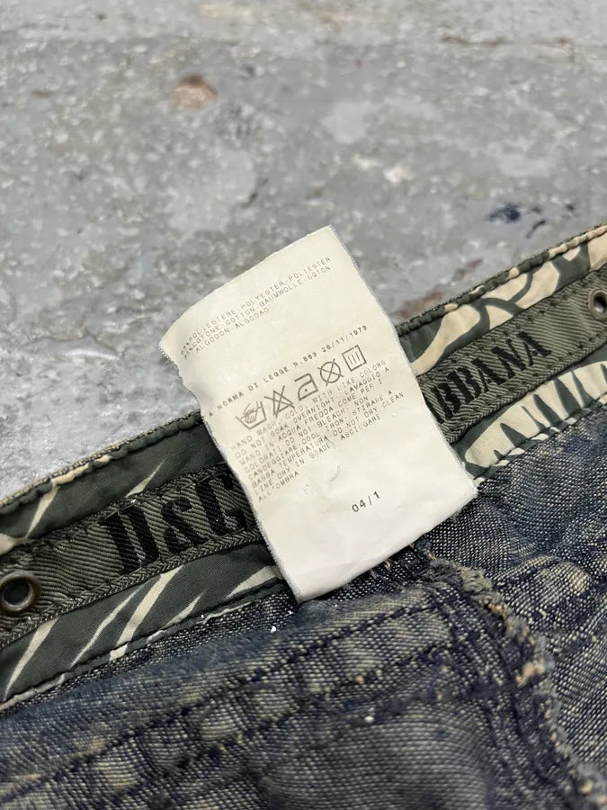 AW2004 Dolce & Gabbana Parachute Bondage Denim Blue Cargo Shorts (XL) IApXldt 14