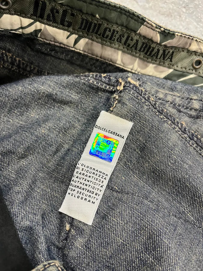 AW2004 Dolce & Gabbana Parachute Bondage Denim Blue Cargo Shorts (XL) IApXldt 15