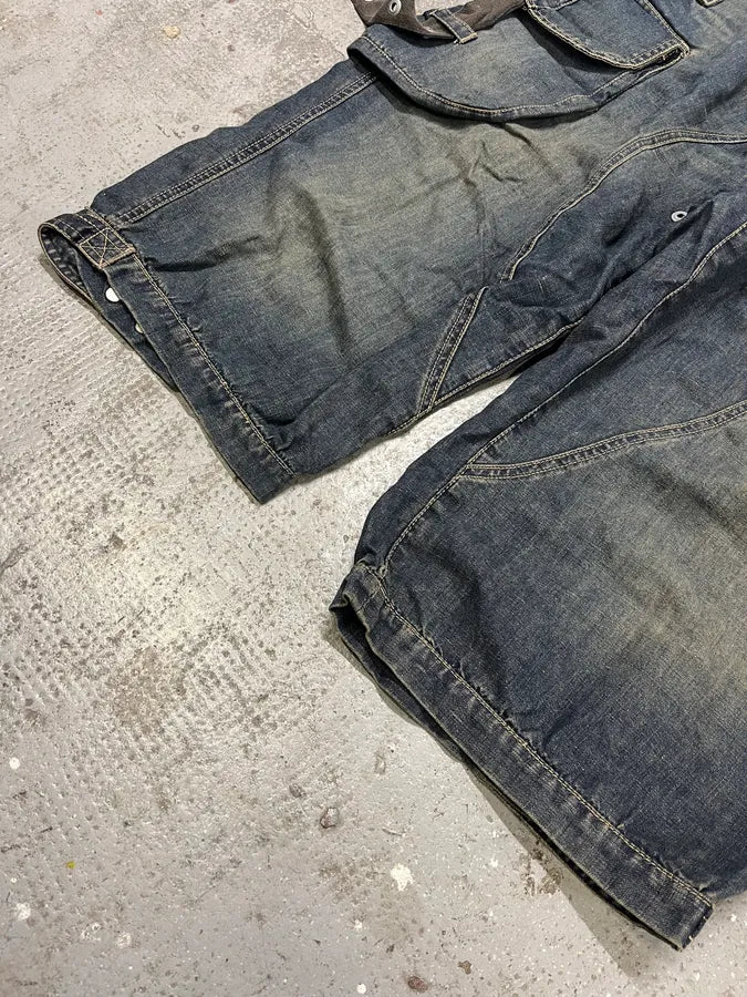 AW2004 Dolce & Gabbana Parachute Bondage Denim Blue Cargo Shorts (XL) IApXldt 5