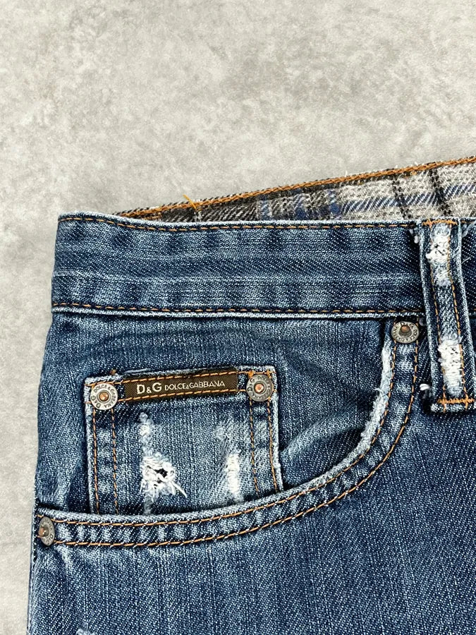AW2004 Dolce & Gabbana Poem Blue Denim Jeans iMSPvGK 8