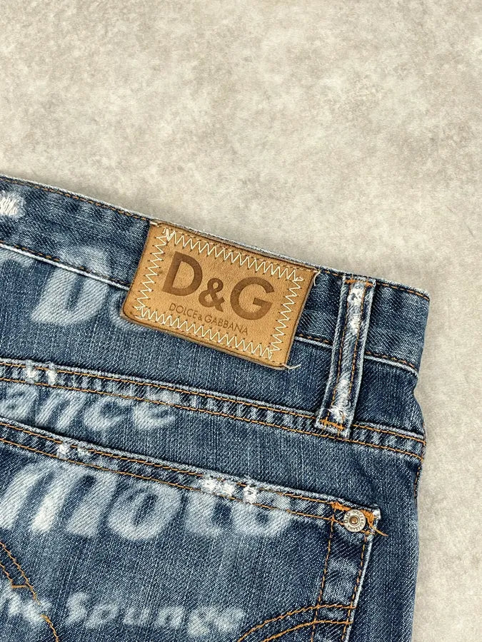 AW2004 Dolce & Gabbana Poem Blue Denim Jeans iMSPvGK 9