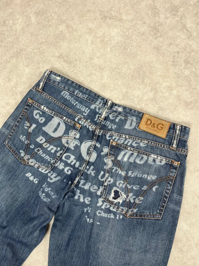 AW2004 Dolce & Gabbana Poem Blue Denim Jeans iMSPvGK 7