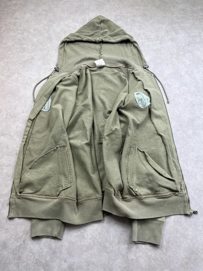 AW2004 Dolce & Gabbana Poem Green Khaki Zip-Up Hoodie BsWVSMR 7