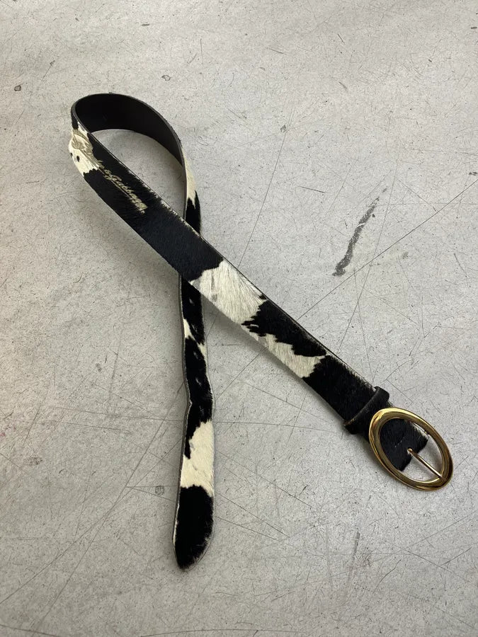 AW2004 Dolce & Gabbana Pony Hair Cow Black & White Leather Belt RTsBZzq 3