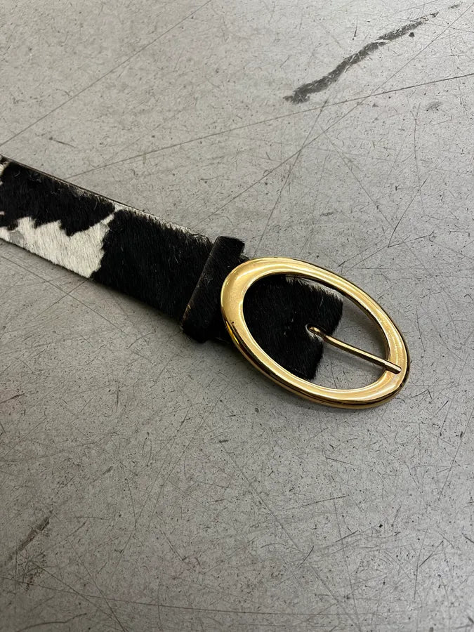 AW2004 Dolce & Gabbana Pony Hair Cow Black & White Leather Belt RTsBZzq 5