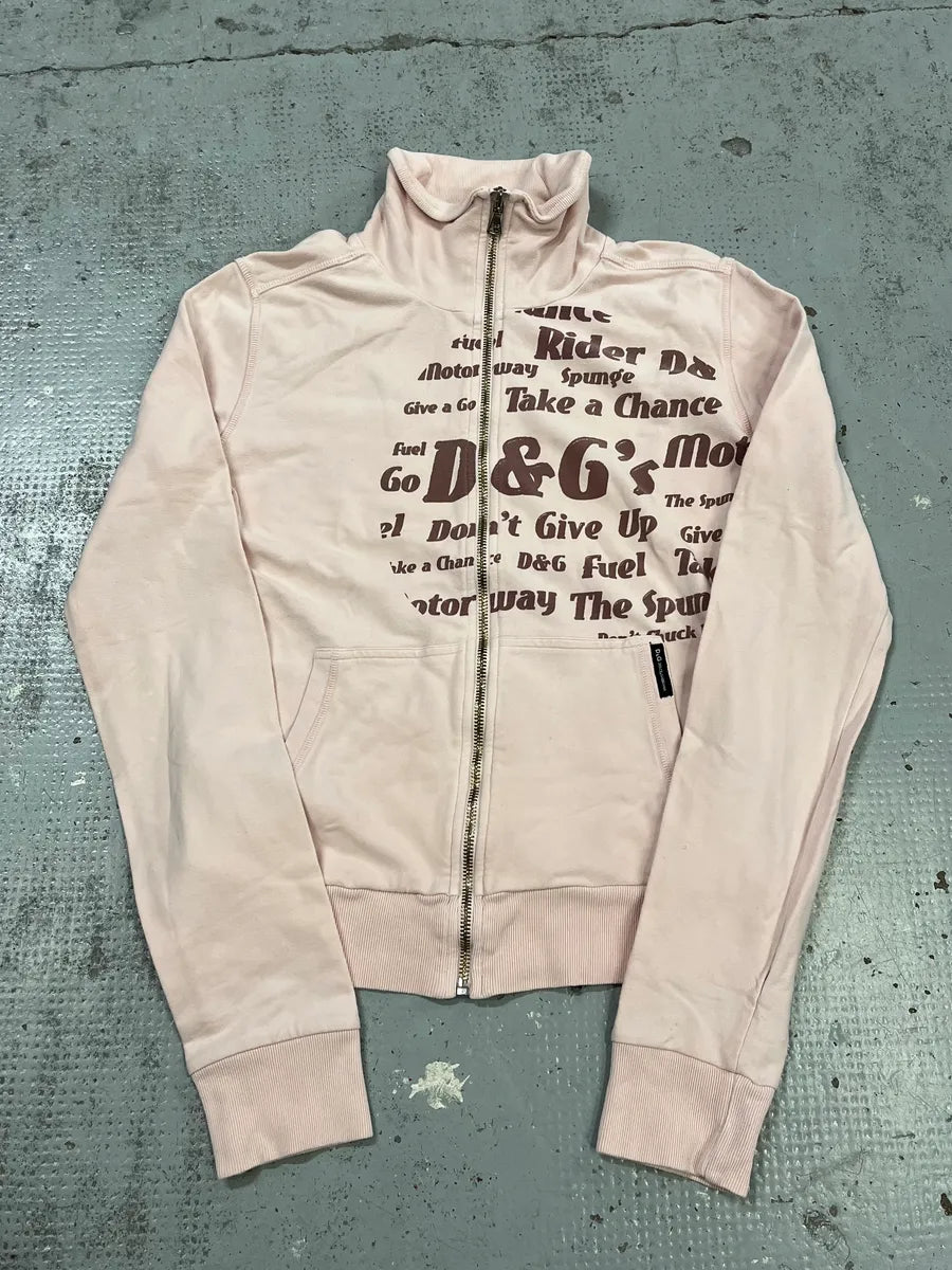 AW2004 Dolce & Gabbana Propaganda Logo Pink Zip-Up Sweater eOPAXpv 3