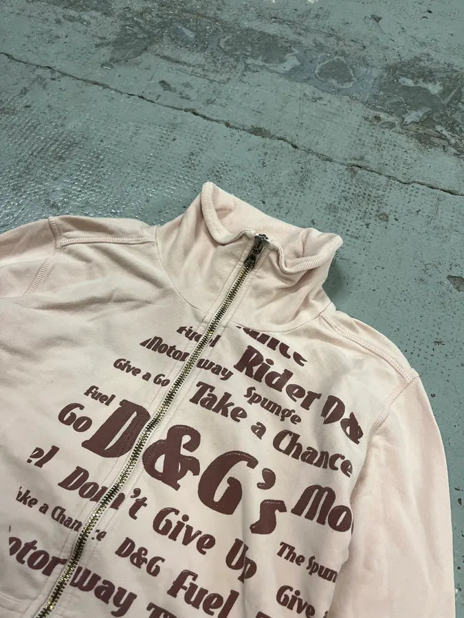 AW2004 Dolce & Gabbana Propaganda Logo Pink Zip-Up Sweater eOPAXpv 4