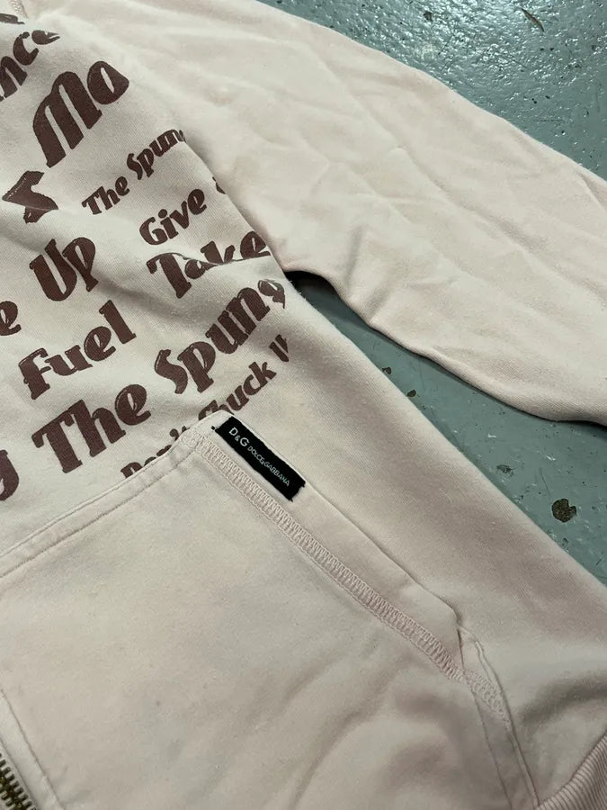 AW2004 Dolce & Gabbana Propaganda Logo Pink Zip-Up Sweater eOPAXpv 5