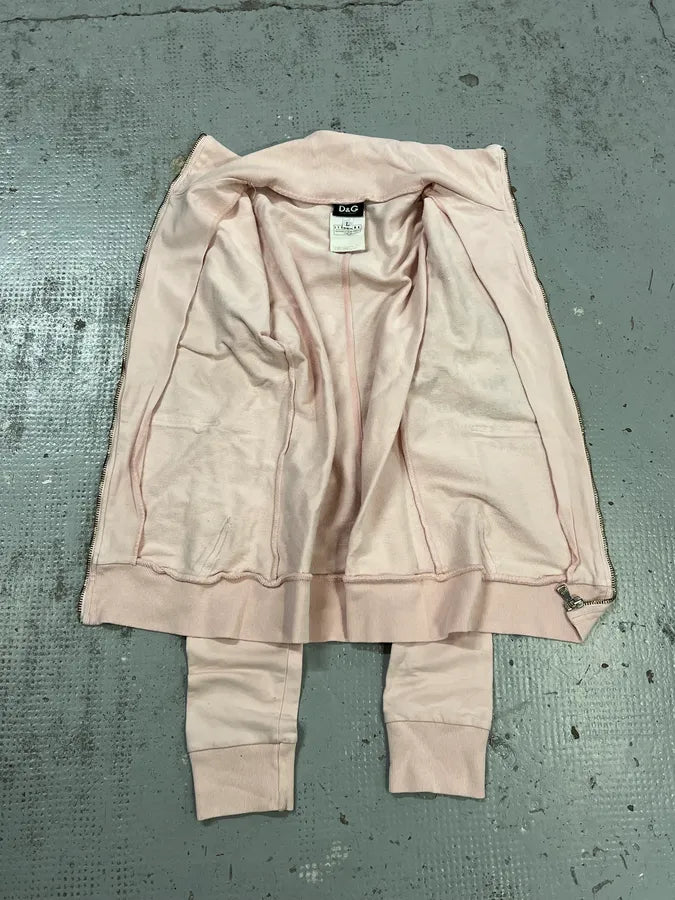 AW2004 Dolce & Gabbana Propaganda Logo Pink Zip-Up Sweater eOPAXpv 9