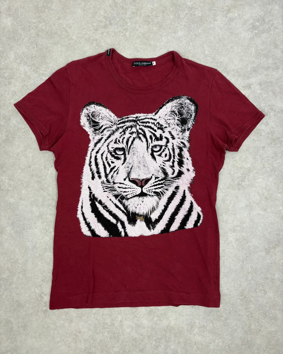 AW2004 Dolce & Gabbana Red White Tiger T-Shirt psoeOtu 0